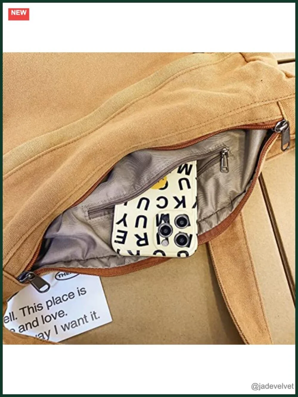 Canvas Hobo Crossbody Messenger Bag with Zipper Pockets